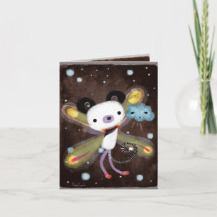 Carte Panda Bear and cute cloud friend card dark grungy 