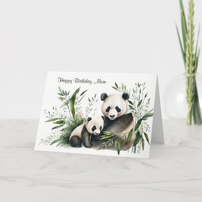 Carte Panda Bear with Cub, l'ours de maman (Devant)