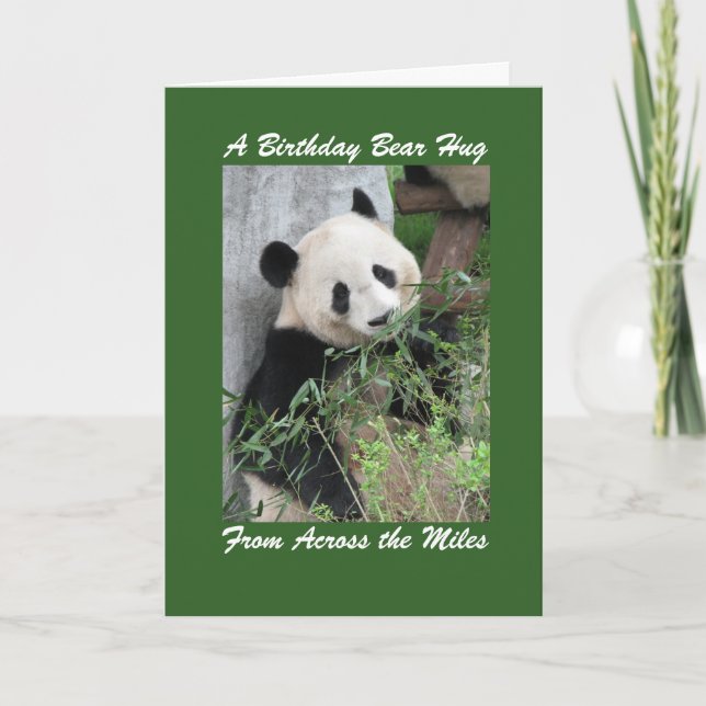 Carte Panda Birthday Bear Hug Across Miles Green (Devant)