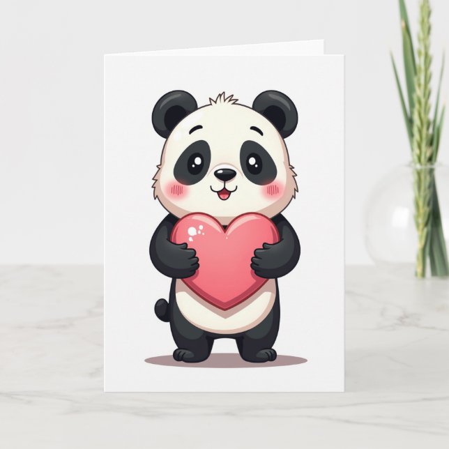 Carte Panda Câlins Coeur (Devant)