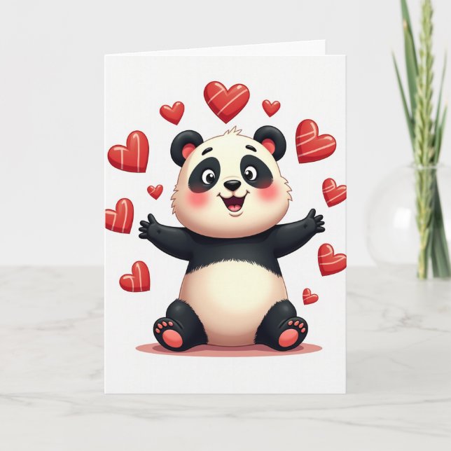 Carte Panda Câlins et Cœurs (Devant)