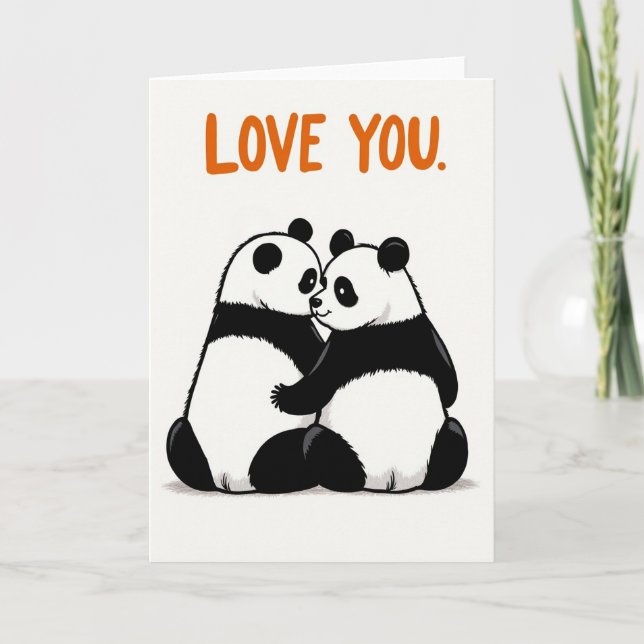 Carte Panda câlins je t'aime (Devant)