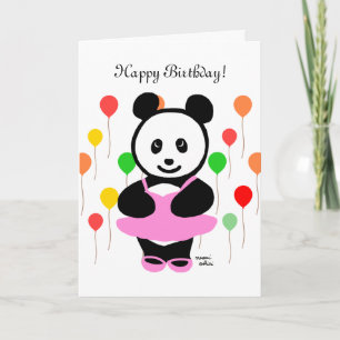 Carte Panda Cartoon et Cupcake Anniversaire