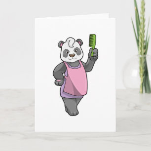 Carte Panda coiffeur avec peigne