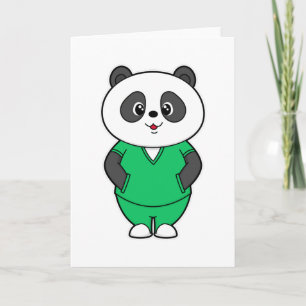 Carte Panda comme infirmière avec fumée