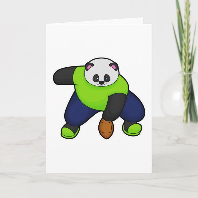 Carte Panda comme joueur de football avec ballon de foot (Devant)