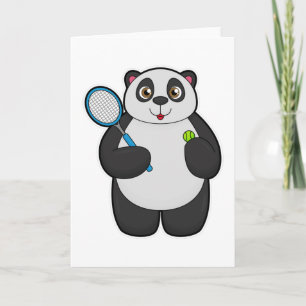 Carte Panda comme joueur de tennis avec raquette de tenn