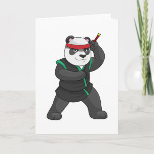 Carte Panda comme Ninja en costume