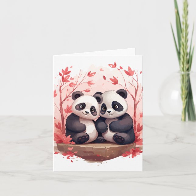 Carte Panda couple si heureux ensemble  (Devant)