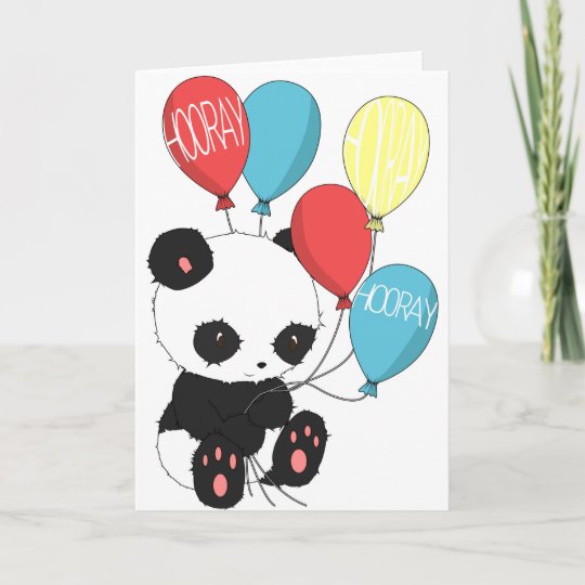 Carte Panda D Anniversaire Avec Des Ballons Zazzle Fr