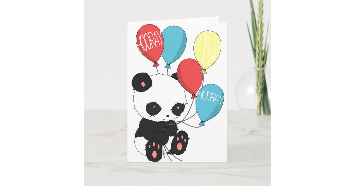 Carte Panda D Anniversaire Avec Des Ballons Zazzle Fr