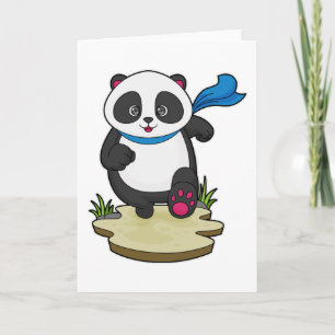 Carte Panda en coureur avec écharpe