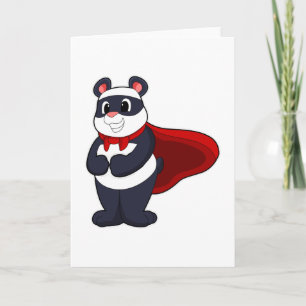 Carte Panda en héros avec Masque et Cap
