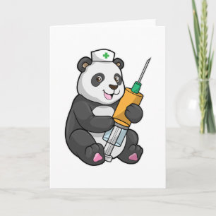 Carte Panda en infirmière avec seringue