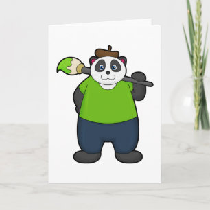 Carte Panda en peintre avec pinceau