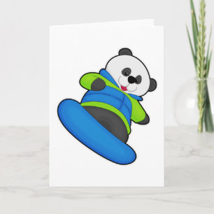 Carte Panda en planchiste avec planche à neige