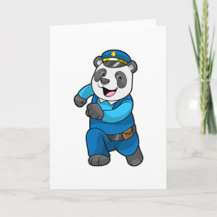 Carte Panda en tant qu'officier de police avec casquette