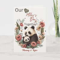 Panda et petit au lavis, Première fête des Mères