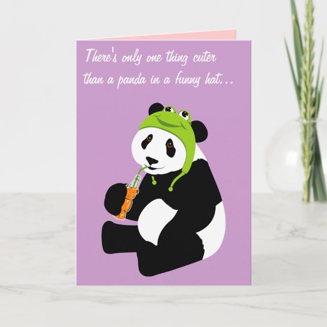 Carte Panda Frog Casquette (anniversaire) (Devant)