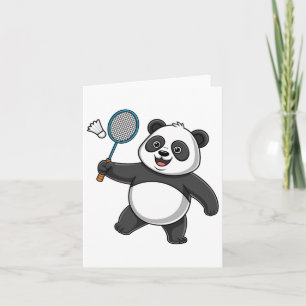 Carte Panda Intelligent Jouer Badminton Drôle Humoristiq