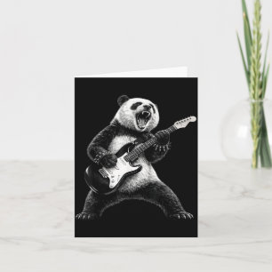 Carte Panda jouant de la guitare rock star rock and roll
