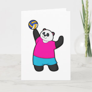 Carte Panda joueur de volley avec ballon de volley