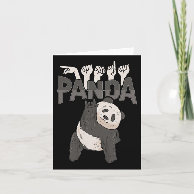 Carte Panda Langue des Signes Gestuelle Deaf Sensibilisa (Devant)