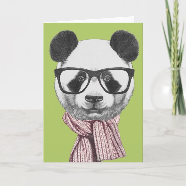 Carte Panda ours prêt pour l'hiver (Devant)