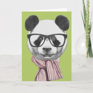 Carte Panda ours prêt pour l'hiver