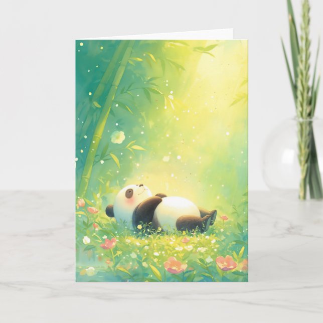 Carte Panda paisible dans une prairie de bambou (Devant)