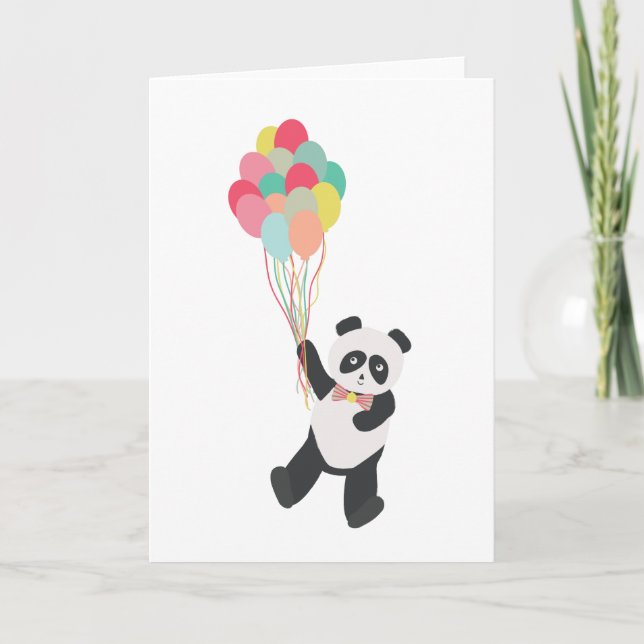 Carte Panda Party - Anniversaire Panda avec ballons (Devant)