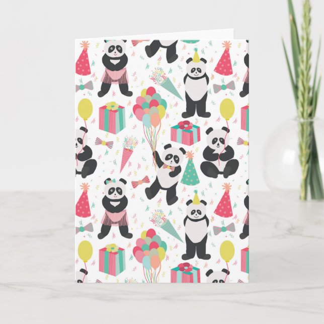Carte Panda Party - Motif d'anniversaire (Devant)