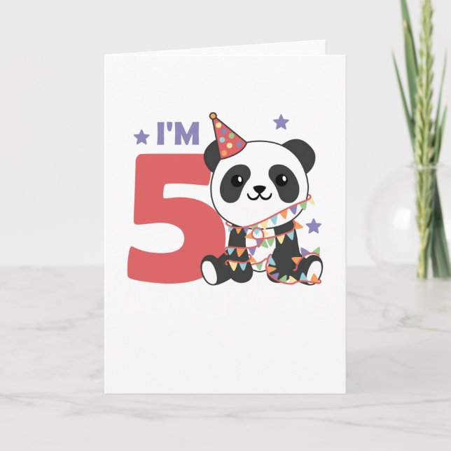 Carte Panda pour la cinquième anniversaire pour les enfa (Devant)