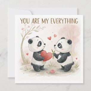 Carte Panda romantique