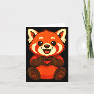 Carte Panda roux faisant un cœur avec les mains pour la