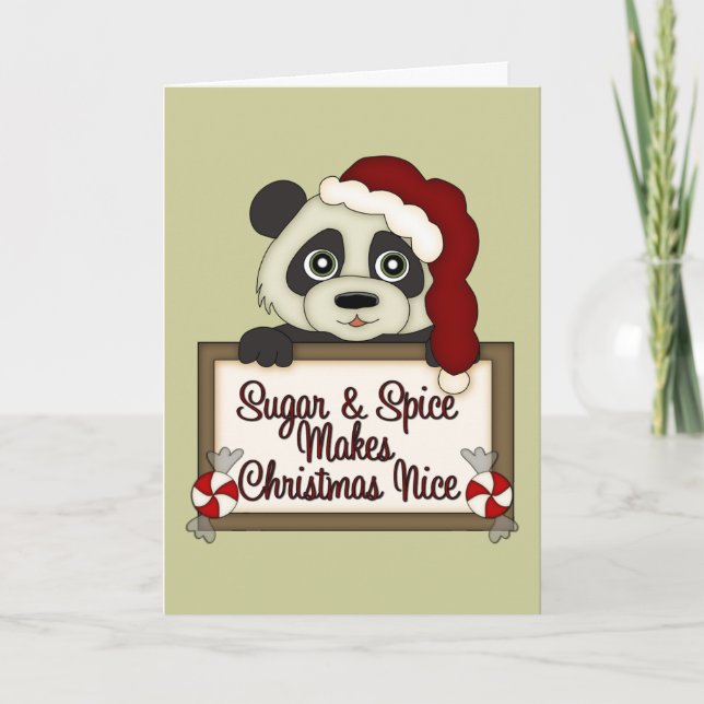Carte Panda sucre et épices de Noël (Devant)