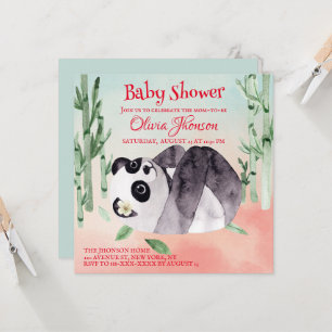 Carte Panda Tumbling Cute Baby shower des sexes Invitati