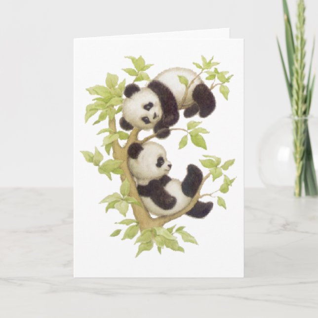 Carte Pandas jouant dans un arbre (Devant)