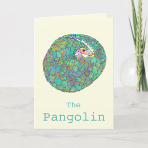 Carte Pangolin roulé aquarelle