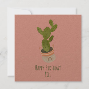 Carte Panier arc-en-ciel de plante de cactus dessiné à l