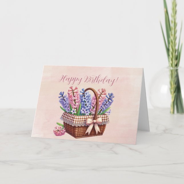 Carte Panier d'anniversaire de delphiniums (Devant)