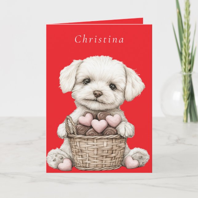 Carte Panier de cœurs en chocolat rose pour la Saint-Val (Devant)