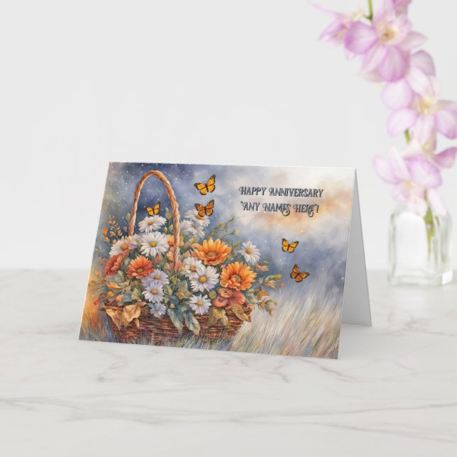 Carte Panier de fleurs personnalisé pour un joyeux anniv (Orchidée)