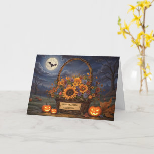 Carte Panier de fleurs pour l'anniversaire d'Halloween