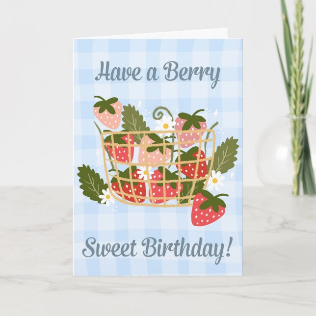 Carte Panier de fraises d'anniversaire très doux  (Devant)