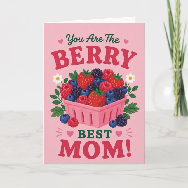 Carte Panier de fruits rouges mignon pour la fête des Mè (Devant)