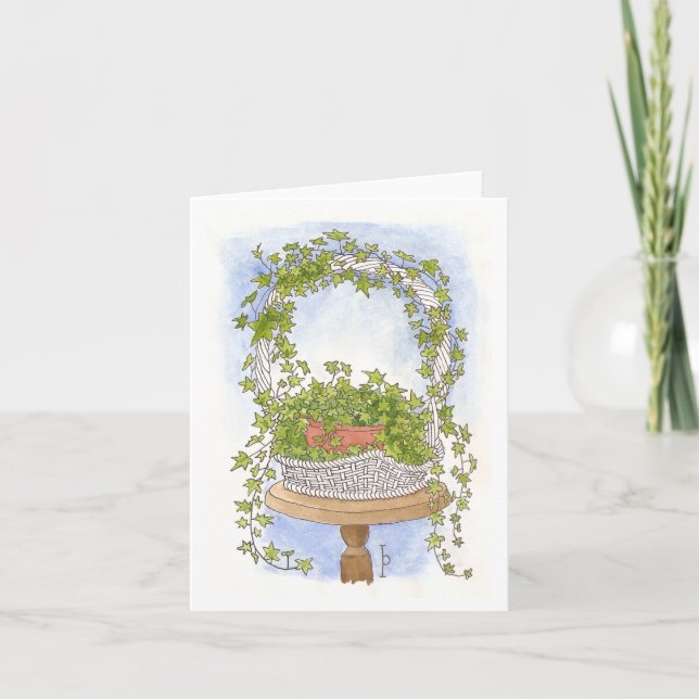 Carte Panier de lierre - aquarelle (Devant)