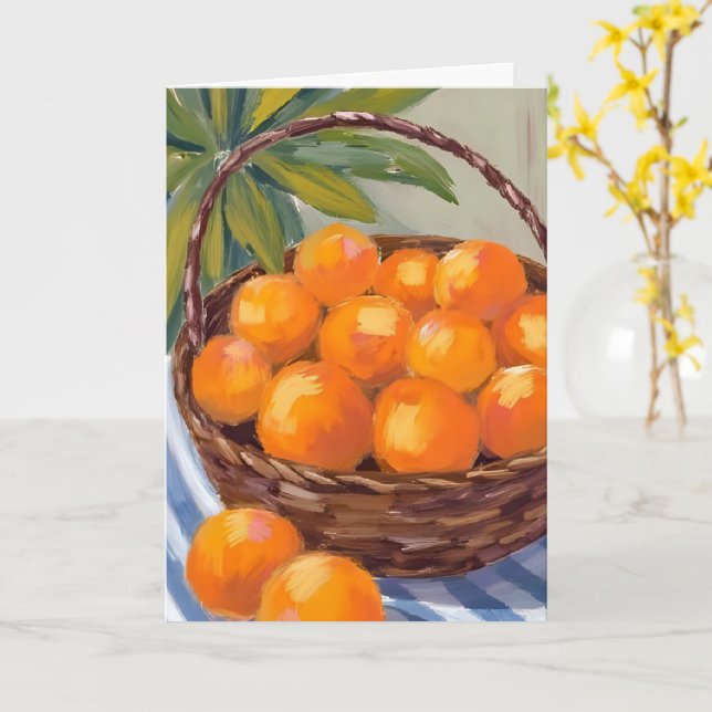 Carte Panier de peintures de fruits d'agrumes oranges (Fleur jaune)