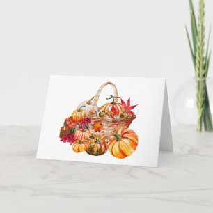 Carte Panier de récolte de citrouilles d'automne à l'aqu