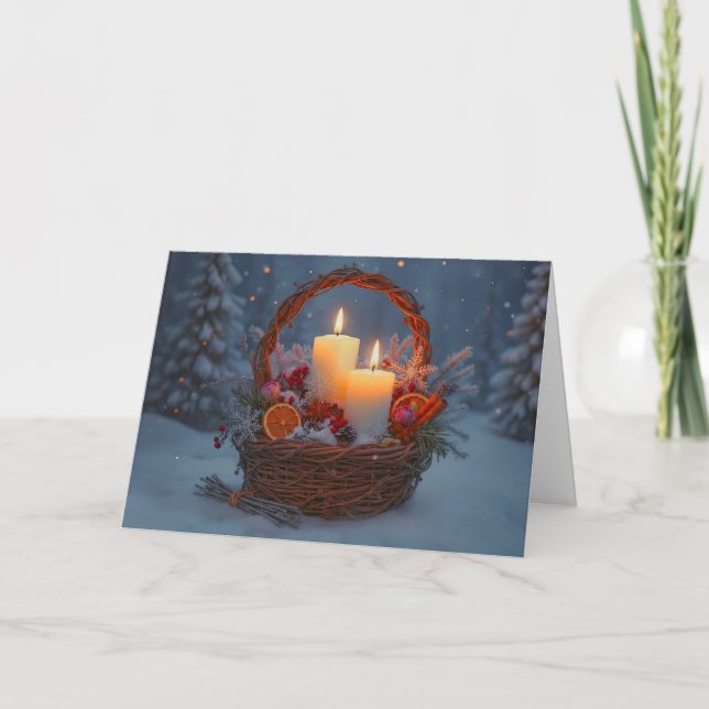 Carte Panier de solstice d'hiver de Yule fait de vignes  (Devant)